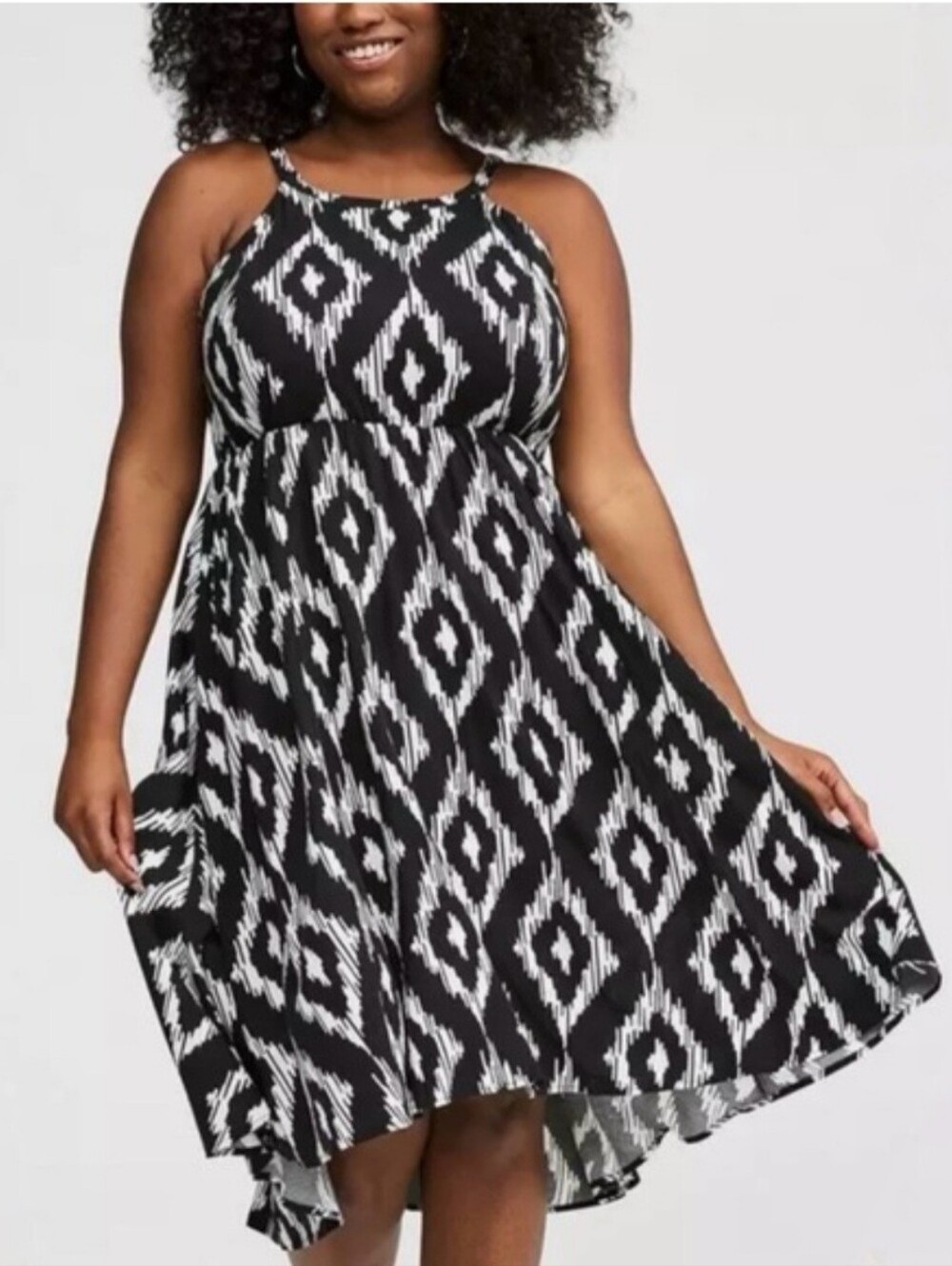 Torrid Challis Ikat Black/white Dress With Pockets Sz 1 Or 14/16 Nwt